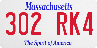 MA license plate 302RK4