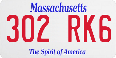 MA license plate 302RK6