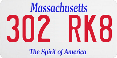 MA license plate 302RK8