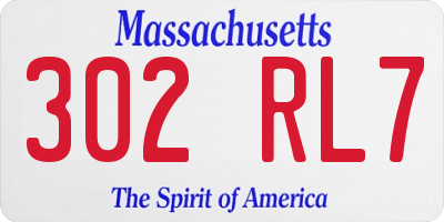 MA license plate 302RL7