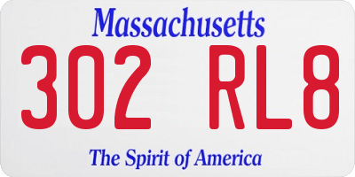 MA license plate 302RL8