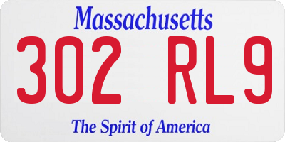 MA license plate 302RL9