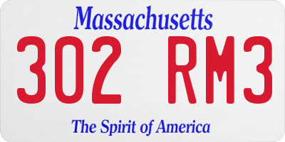 MA license plate 302RM3
