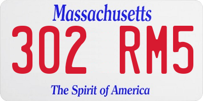 MA license plate 302RM5
