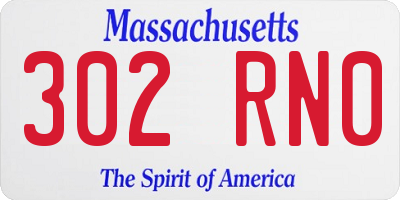 MA license plate 302RN0