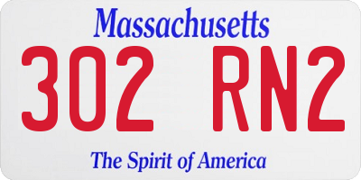 MA license plate 302RN2