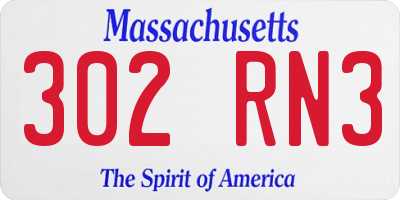 MA license plate 302RN3