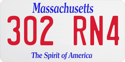 MA license plate 302RN4