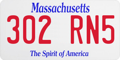 MA license plate 302RN5