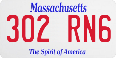 MA license plate 302RN6