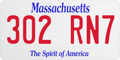 MA license plate 302RN7