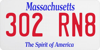 MA license plate 302RN8