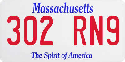 MA license plate 302RN9