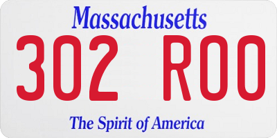 MA license plate 302RO0
