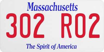 MA license plate 302RO2