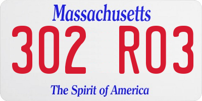 MA license plate 302RO3