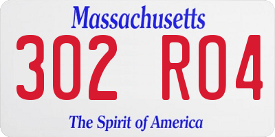 MA license plate 302RO4