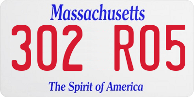 MA license plate 302RO5