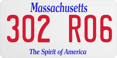MA license plate 302RO6