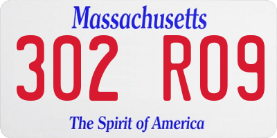 MA license plate 302RO9