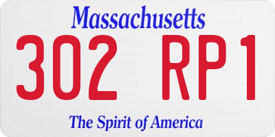 MA license plate 302RP1