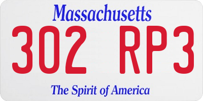 MA license plate 302RP3