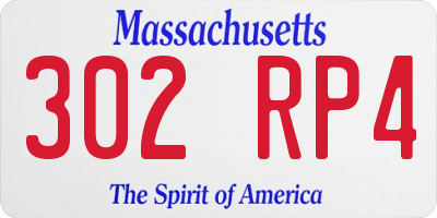MA license plate 302RP4
