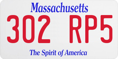 MA license plate 302RP5