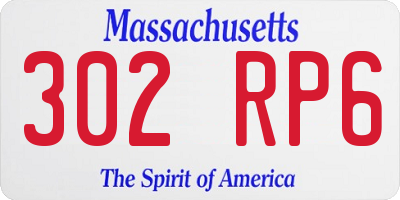 MA license plate 302RP6