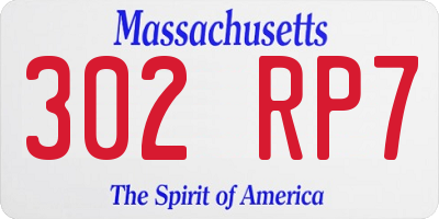MA license plate 302RP7