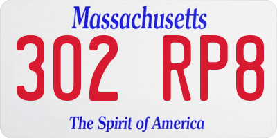 MA license plate 302RP8