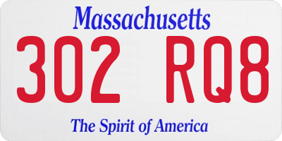 MA license plate 302RQ8