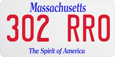 MA license plate 302RR0