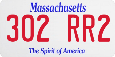 MA license plate 302RR2