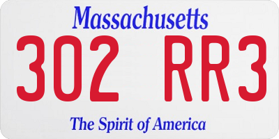 MA license plate 302RR3