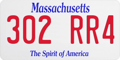 MA license plate 302RR4