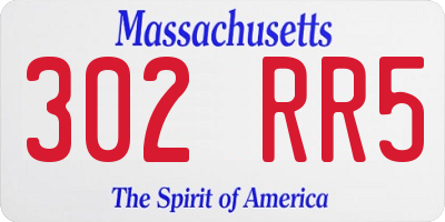 MA license plate 302RR5
