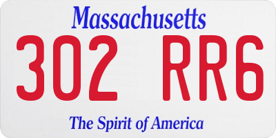 MA license plate 302RR6