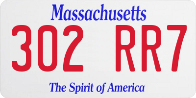 MA license plate 302RR7