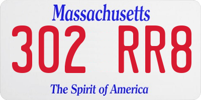 MA license plate 302RR8