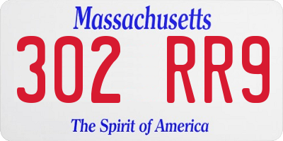 MA license plate 302RR9