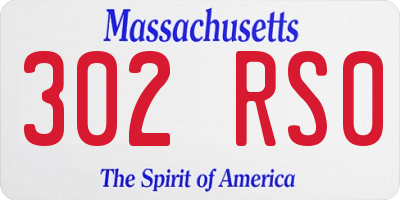 MA license plate 302RS0