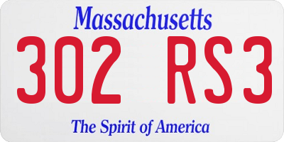 MA license plate 302RS3