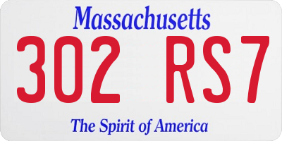 MA license plate 302RS7