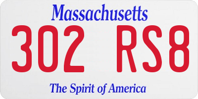 MA license plate 302RS8