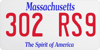 MA license plate 302RS9