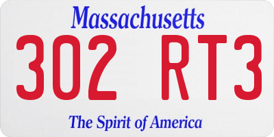 MA license plate 302RT3