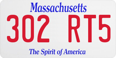 MA license plate 302RT5