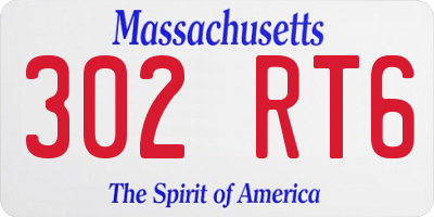 MA license plate 302RT6