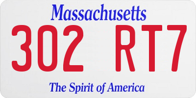 MA license plate 302RT7